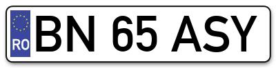 Placuta inmatriculare numar auto  BN-65-ASY, BN 65 ASY, BN65ASY
