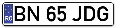 Placuta inmatriculare numar auto  BN-65-JDG, BN 65 JDG, BN65JDG