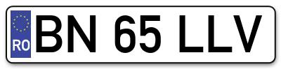 Placuta inmatriculare numar auto  BN-65-LLV, BN 65 LLV, BN65LLV