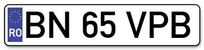 Placuta inmatriculare numar auto  BN-65-VPB, BN 65 VPB, BN65VPB