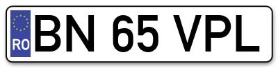 Placuta inmatriculare numar auto  BN-65-VPL, BN 65 VPL, BN65VPL