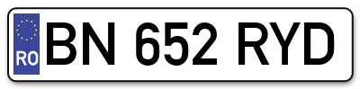 Placuta inmatriculare numar auto  BN-652-RYD, BN 652 RYD, BN652RYD