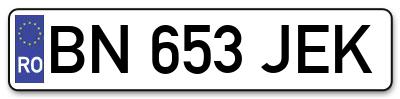 Placuta inmatriculare numar auto  BN-653-JEK, BN 653 JEK, BN653JEK