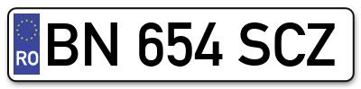 Placuta inmatriculare numar auto  BN-654-SCZ, BN 654 SCZ, BN654SCZ