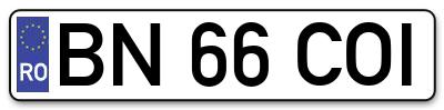 Placuta inmatriculare numar auto  BN-66-COI, BN 66 COI, BN66COI