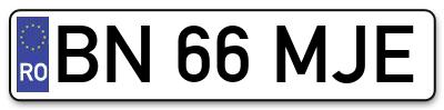 Placuta inmatriculare numar auto  BN-66-MJE, BN 66 MJE, BN66MJE
