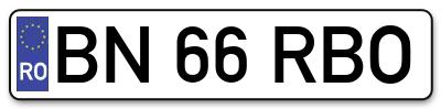 Placuta inmatriculare numar auto  BN-66-RBO, BN 66 RBO, BN66RBO