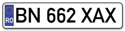 Placuta inmatriculare numar auto  BN-662-XAX, BN 662 XAX, BN662XAX
