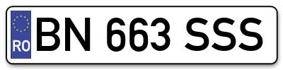 Placuta inmatriculare numar auto  BN-663-SSS, BN 663 SSS, BN663SSS