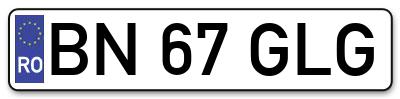 Placuta inmatriculare numar auto  BN-67-GLG, BN 67 GLG, BN67GLG