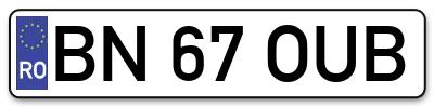Placuta inmatriculare numar auto  BN-67-OUB, BN 67 OUB, BN67OUB