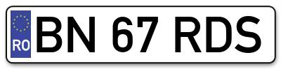 Placuta inmatriculare numar auto  BN-67-RDS, BN 67 RDS, BN67RDS