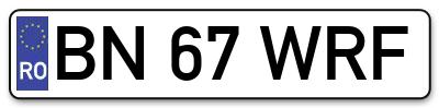 Placuta inmatriculare numar auto  BN-67-WRF, BN 67 WRF, BN67WRF