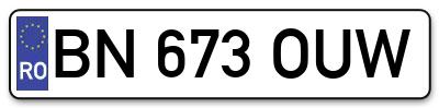 Placuta inmatriculare numar auto  BN-673-OUW, BN 673 OUW, BN673OUW