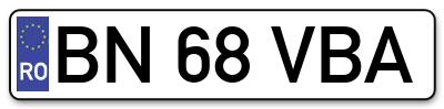Placuta inmatriculare numar auto  BN-68-VBA, BN 68 VBA, BN68VBA