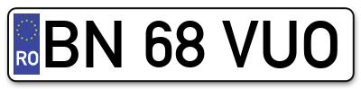 Placuta inmatriculare numar auto  BN-68-VUO, BN 68 VUO, BN68VUO