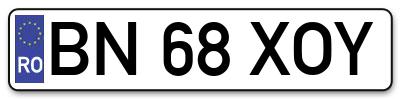 Placuta inmatriculare numar auto  BN-68-XOY, BN 68 XOY, BN68XOY
