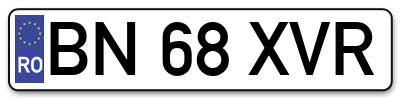 Placuta inmatriculare numar auto  BN-68-XVR, BN 68 XVR, BN68XVR