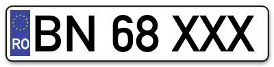 Placuta inmatriculare numar auto  BN-68-XXX, BN 68 XXX, BN68XXX