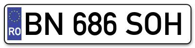 Placuta inmatriculare numar auto  BN-686-SOH, BN 686 SOH, BN686SOH
