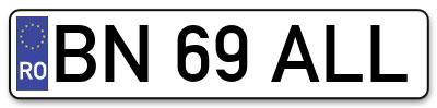 Placuta inmatriculare numar auto  BN-69-ALL, BN 69 ALL, BN69ALL