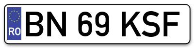 Placuta inmatriculare numar auto  BN-69-KSF, BN 69 KSF, BN69KSF