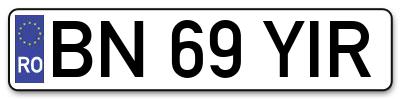 Placuta inmatriculare numar auto  BN-69-YIR, BN 69 YIR, BN69YIR