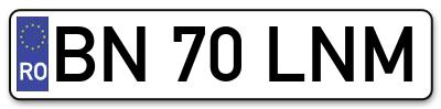 Placuta inmatriculare numar auto  BN-70-LNM, BN 70 LNM, BN70LNM