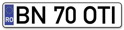 Placuta inmatriculare numar auto  BN-70-OTI, BN 70 OTI, BN70OTI