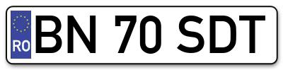 Placuta inmatriculare numar auto  BN-70-SDT, BN 70 SDT, BN70SDT