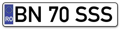 Placuta inmatriculare numar auto  BN-70-SSS, BN 70 SSS, BN70SSS
