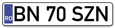 Placuta inmatriculare numar auto  BN-70-SZN, BN 70 SZN, BN70SZN