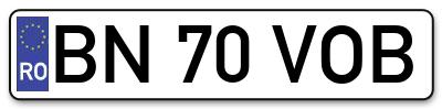 Placuta inmatriculare numar auto  BN-70-VOB, BN 70 VOB, BN70VOB