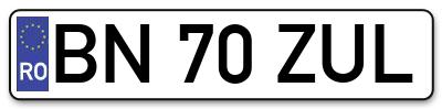 Placuta inmatriculare numar auto  BN-70-ZUL, BN 70 ZUL, BN70ZUL