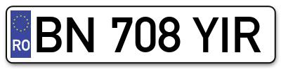 Placuta inmatriculare numar auto  BN-708-YIR, BN 708 YIR, BN708YIR