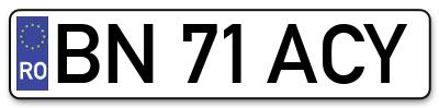 Placuta inmatriculare numar auto  BN-71-ACY, BN 71 ACY, BN71ACY