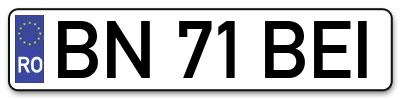 Placuta inmatriculare numar auto  BN-71-BEI, BN 71 BEI, BN71BEI