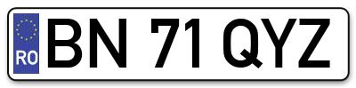 Placuta inmatriculare numar auto  BN-71-QYZ, BN 71 QYZ, BN71QYZ