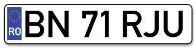 Placuta inmatriculare numar auto  BN-71-RJU, BN 71 RJU, BN71RJU