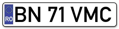 Placuta inmatriculare numar auto  BN-71-VMC, BN 71 VMC, BN71VMC