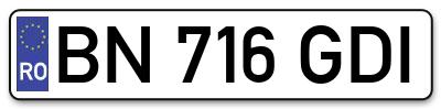 Placuta inmatriculare numar auto  BN-716-GDI, BN 716 GDI, BN716GDI