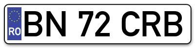 Placuta inmatriculare numar auto  BN-72-CRB, BN 72 CRB, BN72CRB