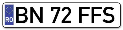 Placuta inmatriculare numar auto  BN-72-FFS, BN 72 FFS, BN72FFS