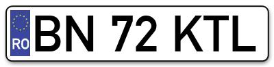 Placuta inmatriculare numar auto  BN-72-KTL, BN 72 KTL, BN72KTL