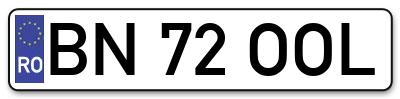 Placuta inmatriculare numar auto  BN-72-OOL, BN 72 OOL, BN72OOL