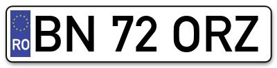 Placuta inmatriculare numar auto  BN-72-ORZ, BN 72 ORZ, BN72ORZ