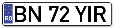 Placuta inmatriculare numar auto  BN-72-YIR, BN 72 YIR, BN72YIR