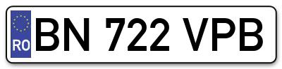 Placuta inmatriculare numar auto  BN-722-VPB, BN 722 VPB, BN722VPB