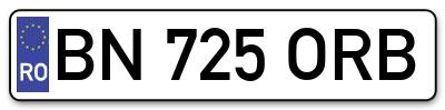Placuta inmatriculare numar auto  BN-725-ORB, BN 725 ORB, BN725ORB