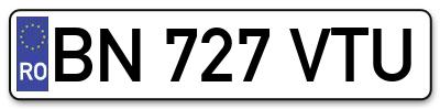 Placuta inmatriculare numar auto  BN-727-VTU, BN 727 VTU, BN727VTU